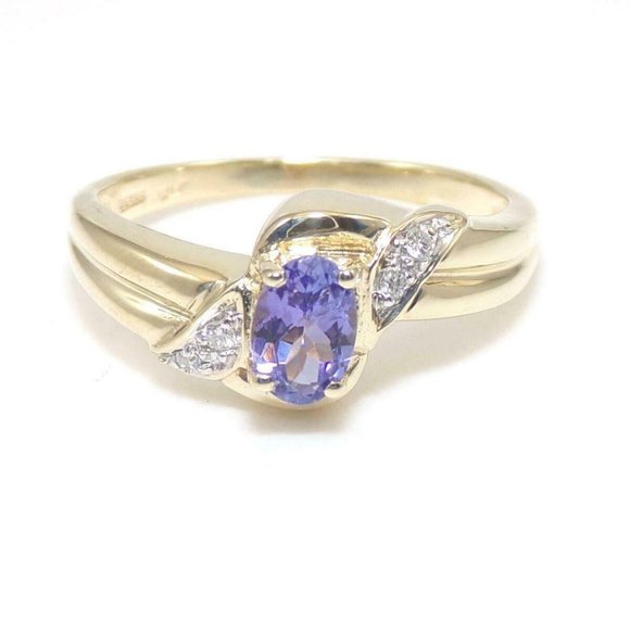 14K Gold Purple Tanzanite Diamond Ring 8.25